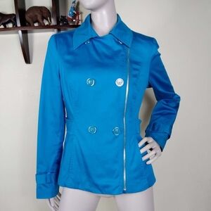 Royal blue black rivet medium jacket moto style